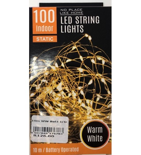 LED INDOORS STRING LIGHTS 10 METERS WARM WHITE BATTERY OPERATED 